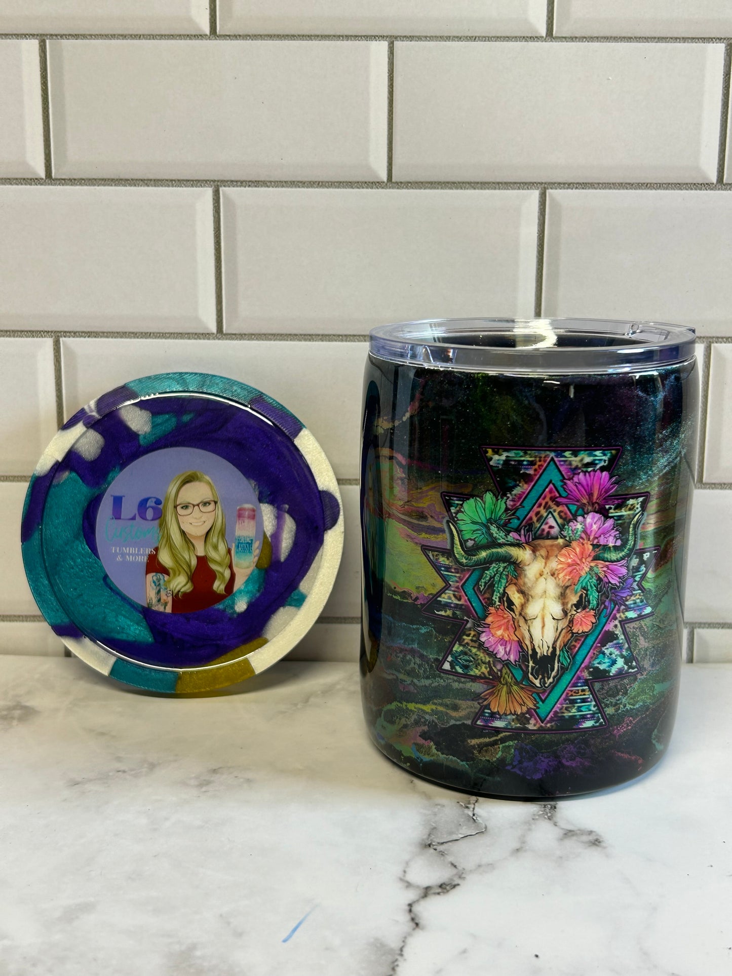Aztec Oil Slick Lowball 12oz
