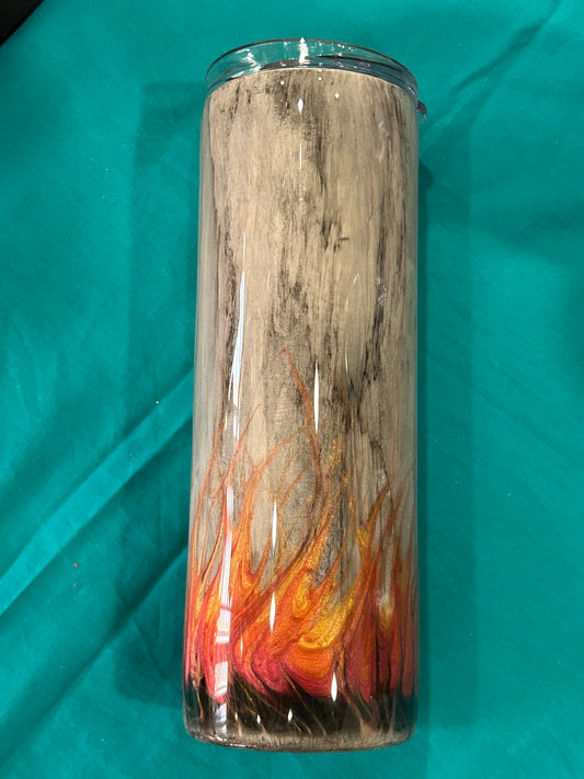 Grey Woodgrain with flames