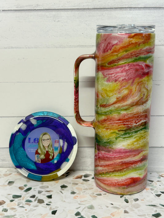 MultiColor Ink Swirl 20oz Handle