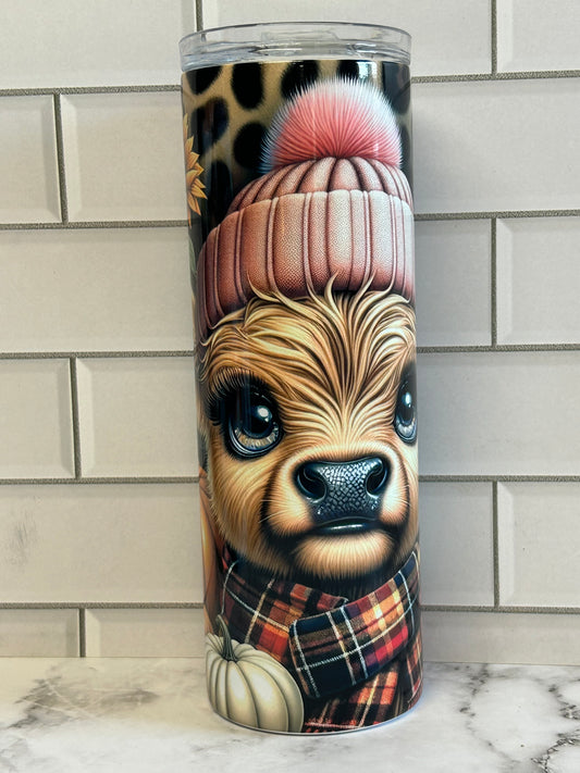 Winter Cow with Beanie 20oz (sublimated)